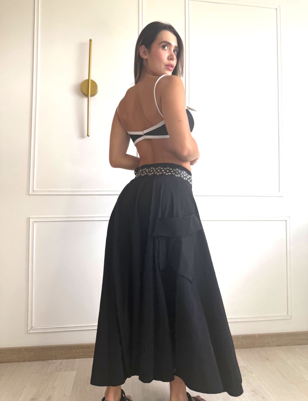 FALDA LARGA EN TELA BELLA CON CORREA