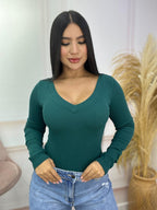 BODY MANGA LARGA RIB