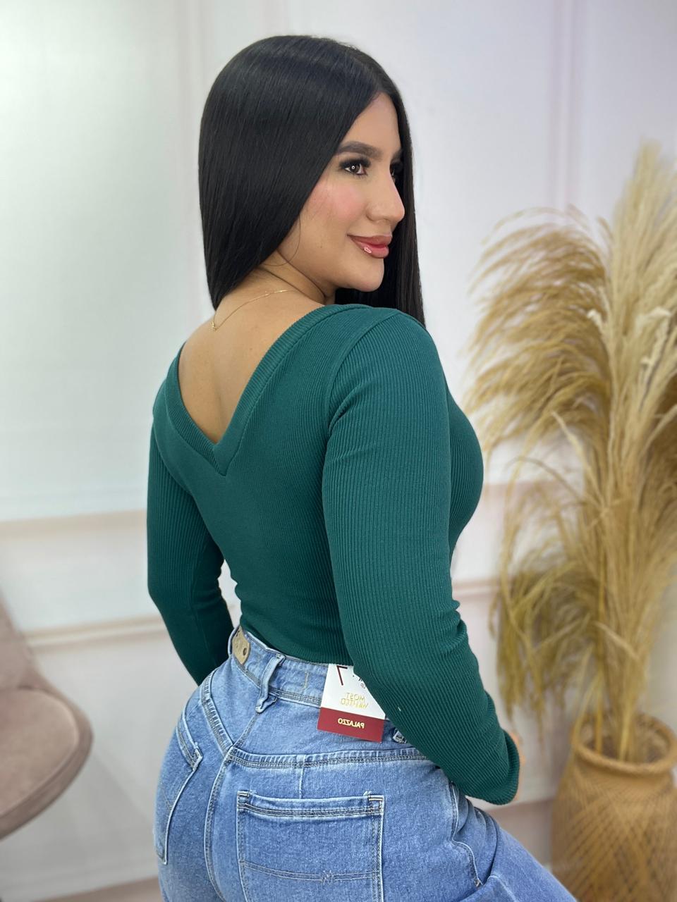 BODY MANGA LARGA RIB