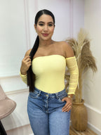 BODY STRAPLESS CON MANGAS EN MALLATEX